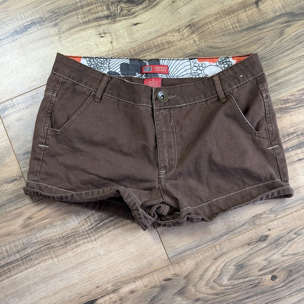 Vintage Faded Glory Originals Chino Shorts Womens 16 Brown Cuffed Summer Beach